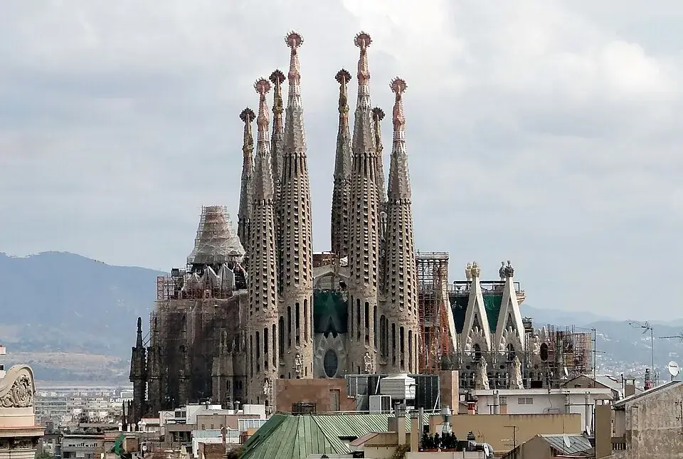The spires of the Sagrada Família rising above Barcelona